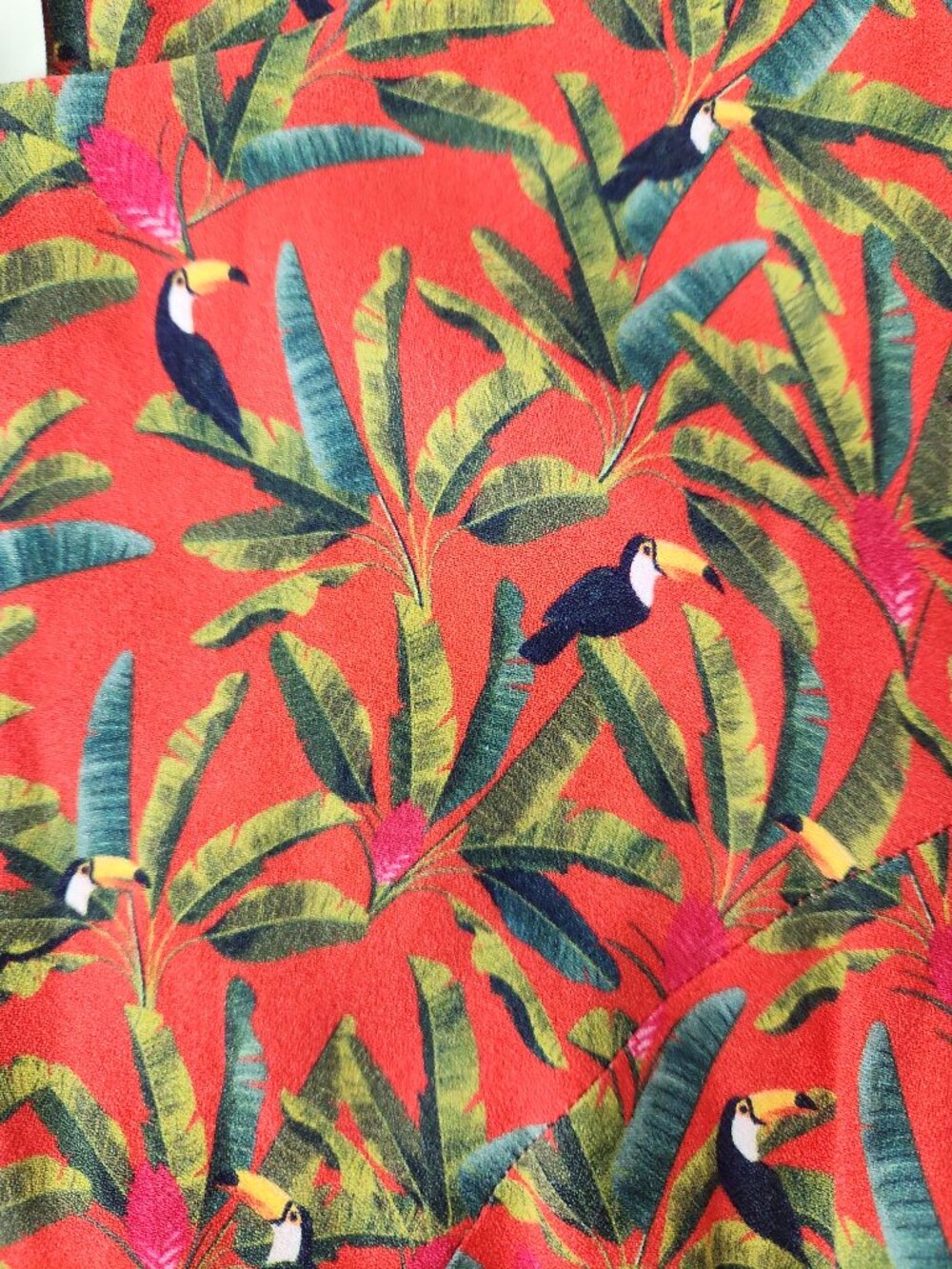 FARM Rio Tucano Paradise Midi Dress tropical parrots palm leaves print size S - Picture 3 of 15